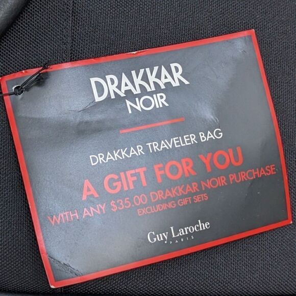 Drakkar Noir Buckled Black Traveler Duffle Bag Large NWT - Picture 11 of 12